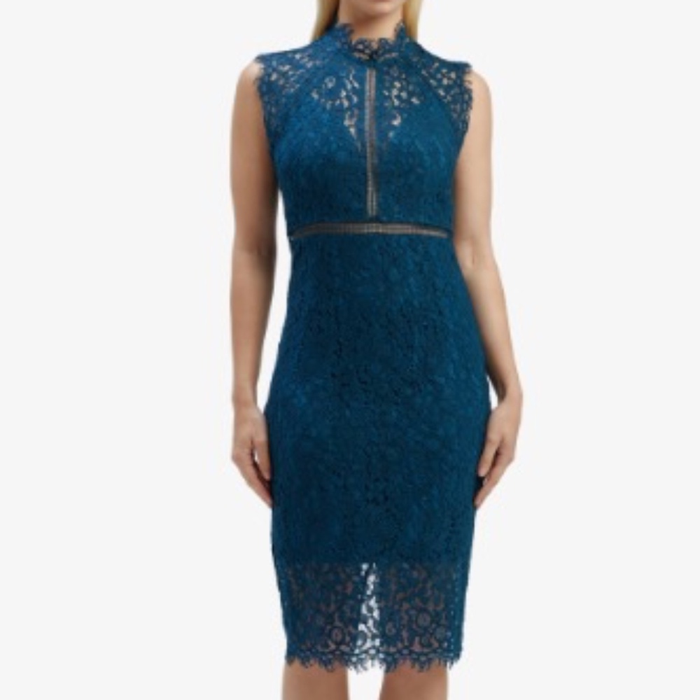 Bardot Lace Panel High Neck Dress Size 4